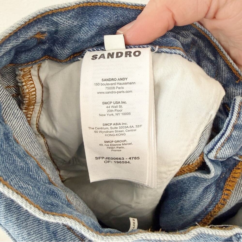Sandro High Rise Blue Women's Jeans with Chain Detail Sz 40/8 - Picture 6 of 13